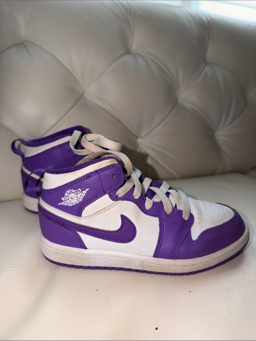 Nike Kids Purple and White High-Top Sneakers